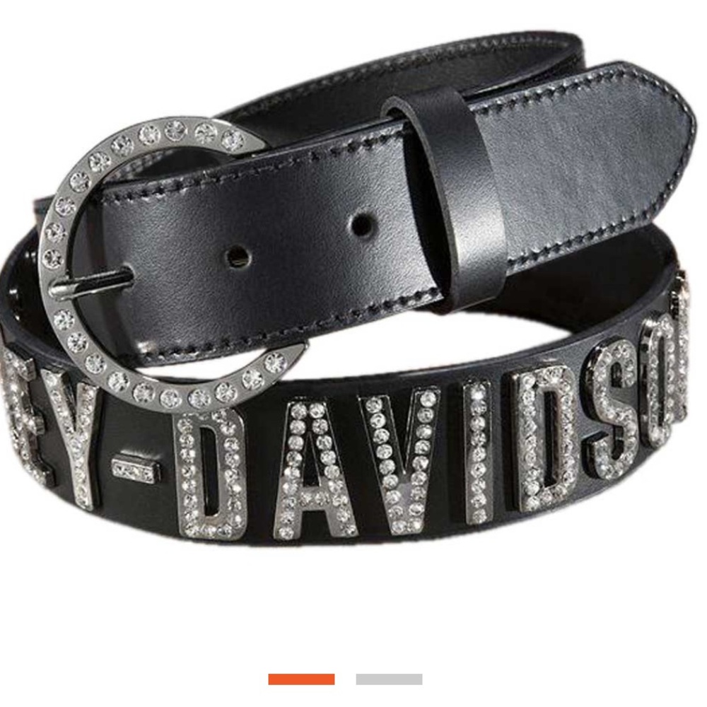 ❤️WORN 1x!! Harley-Davidson Leather Belt w/ Crystal